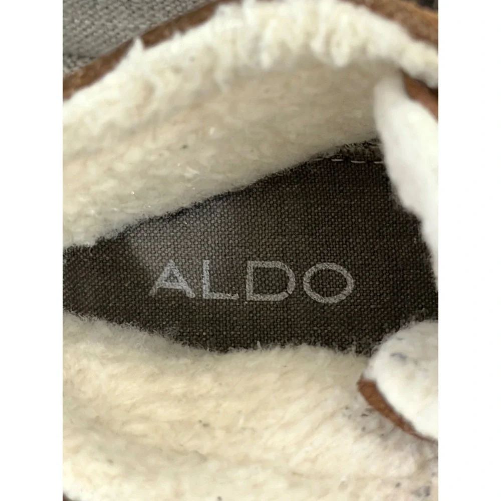 Aldo Womens sz EU 42 US 11 Brown Leather Faux Shearling Lined Moc Toe Ankle Boot